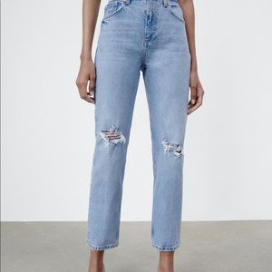 Zara high waisted ripped jeans